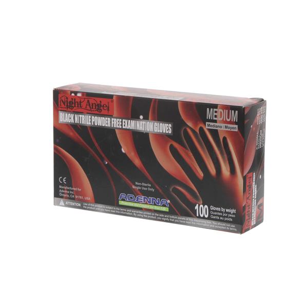 Gloves Exam Night Angel Powder-Free Nitrile Latex-Free Medium Black 1000/Ca